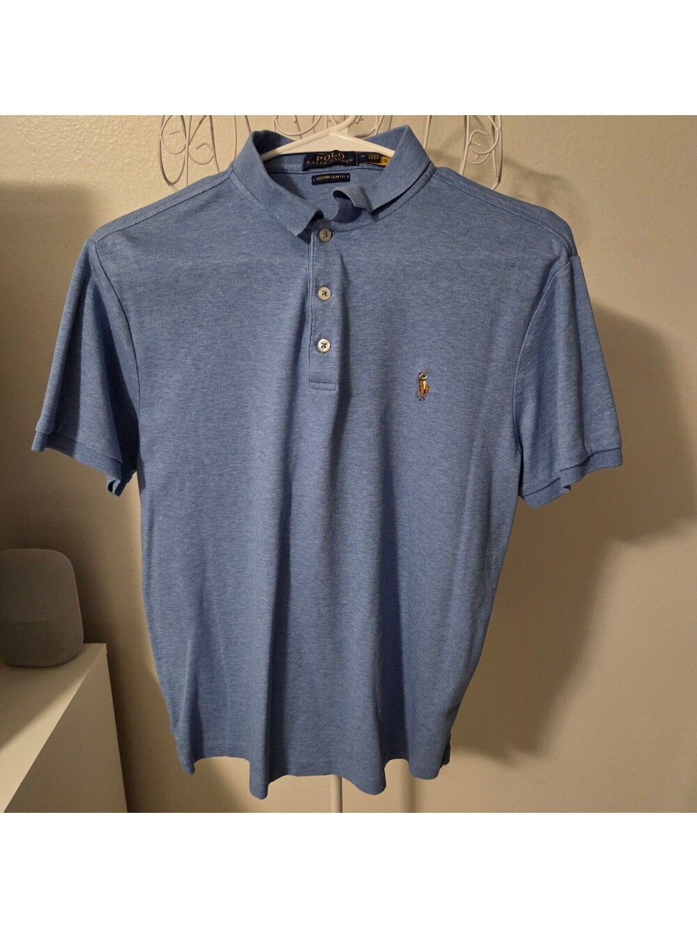 Polo Ralph Lauren Custom Slim Fit Blue Cotton Polo Shirt Medium